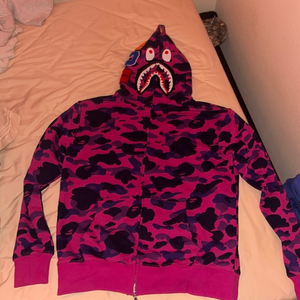 Bape Purple Camo Shark Zip Up Sweater
